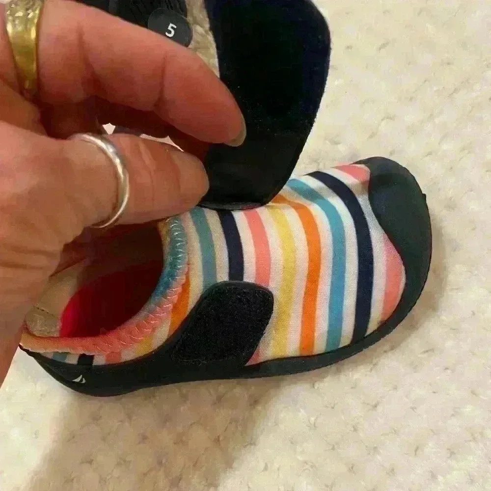Nautica Girl Toddler water shoes adjustable with Velcro striped shoes size 5